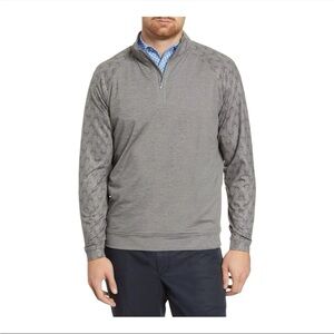 Peter Millar Men Perth Skull Print Quarter Zip Performance Pullover Gray Size M